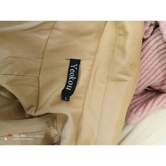 Yeokou women's Classic Trench Coat, Sz L - Picture 2 of 2